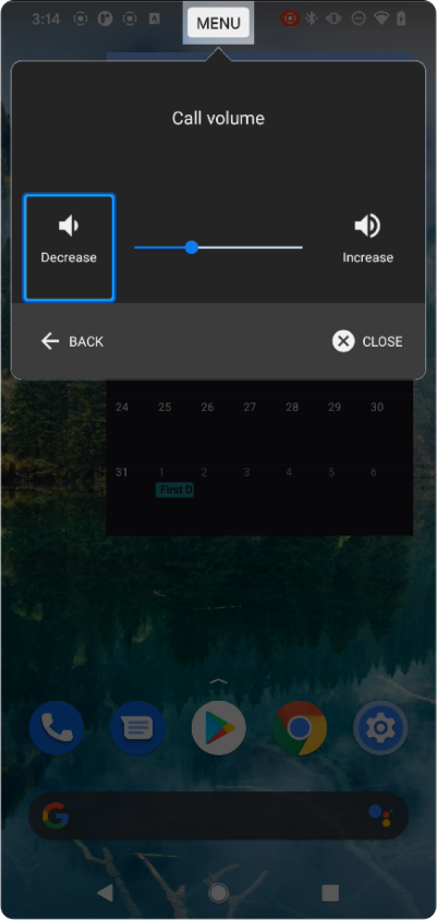 A control with a dedicated increase and decrease volume button.