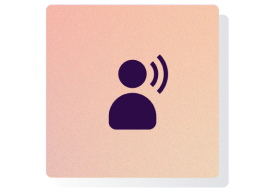 Image of a person with speech waves over a gradient square, representing speech disabilities