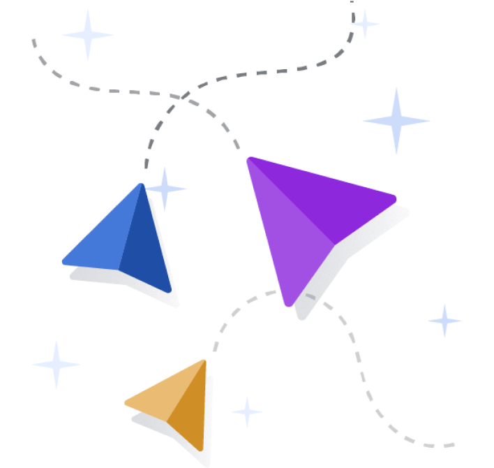 Image of paper airplanes following the dotted lines